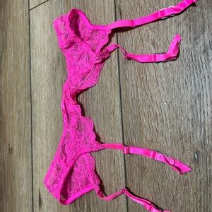 Lace Garter Belt in Vibrant Pink